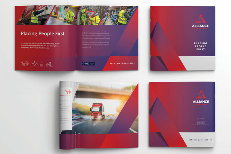 alliance personnel brochure covers and page spread