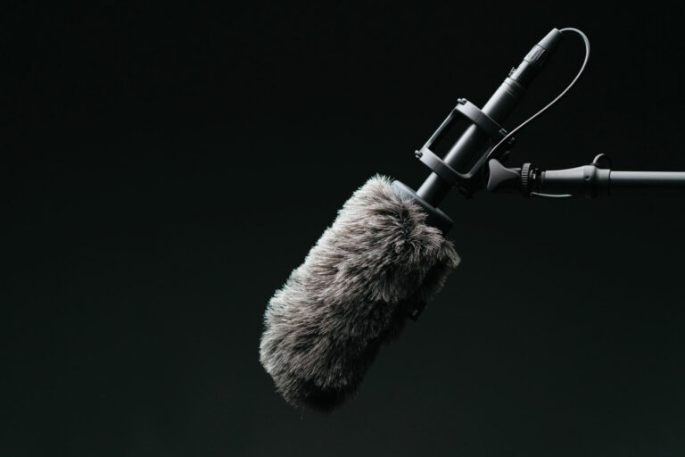 microphone on boom ready for recording