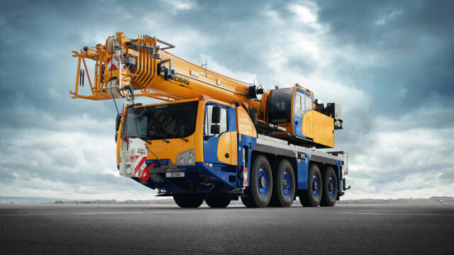 retouched photo of a tadano demag crane