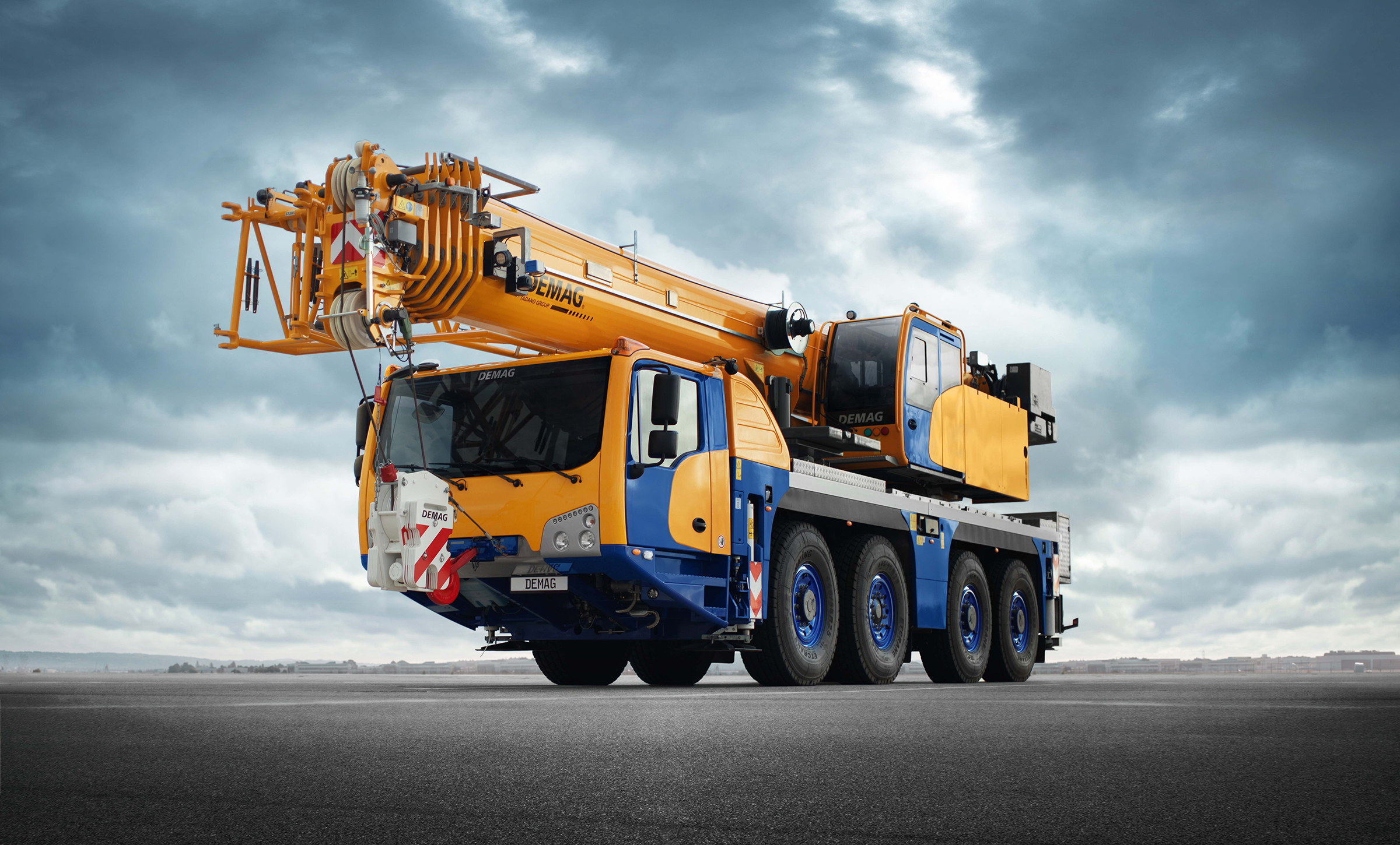 retouched photo of a tadano demag crane