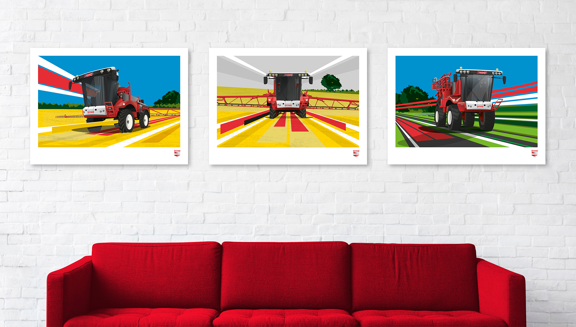 vector illustrations of the bateman crop sprayer range