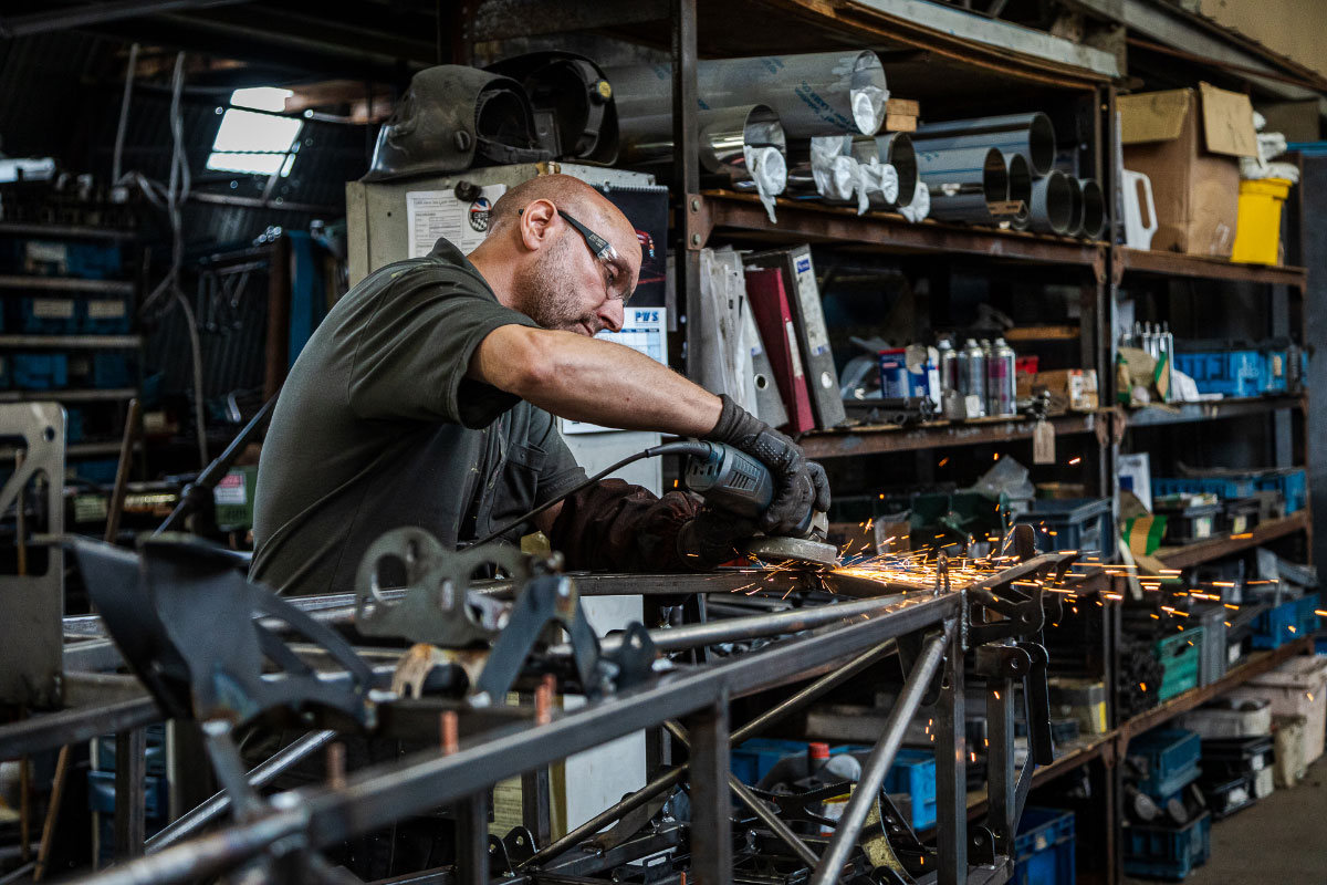 angle grinding at the gbs factory