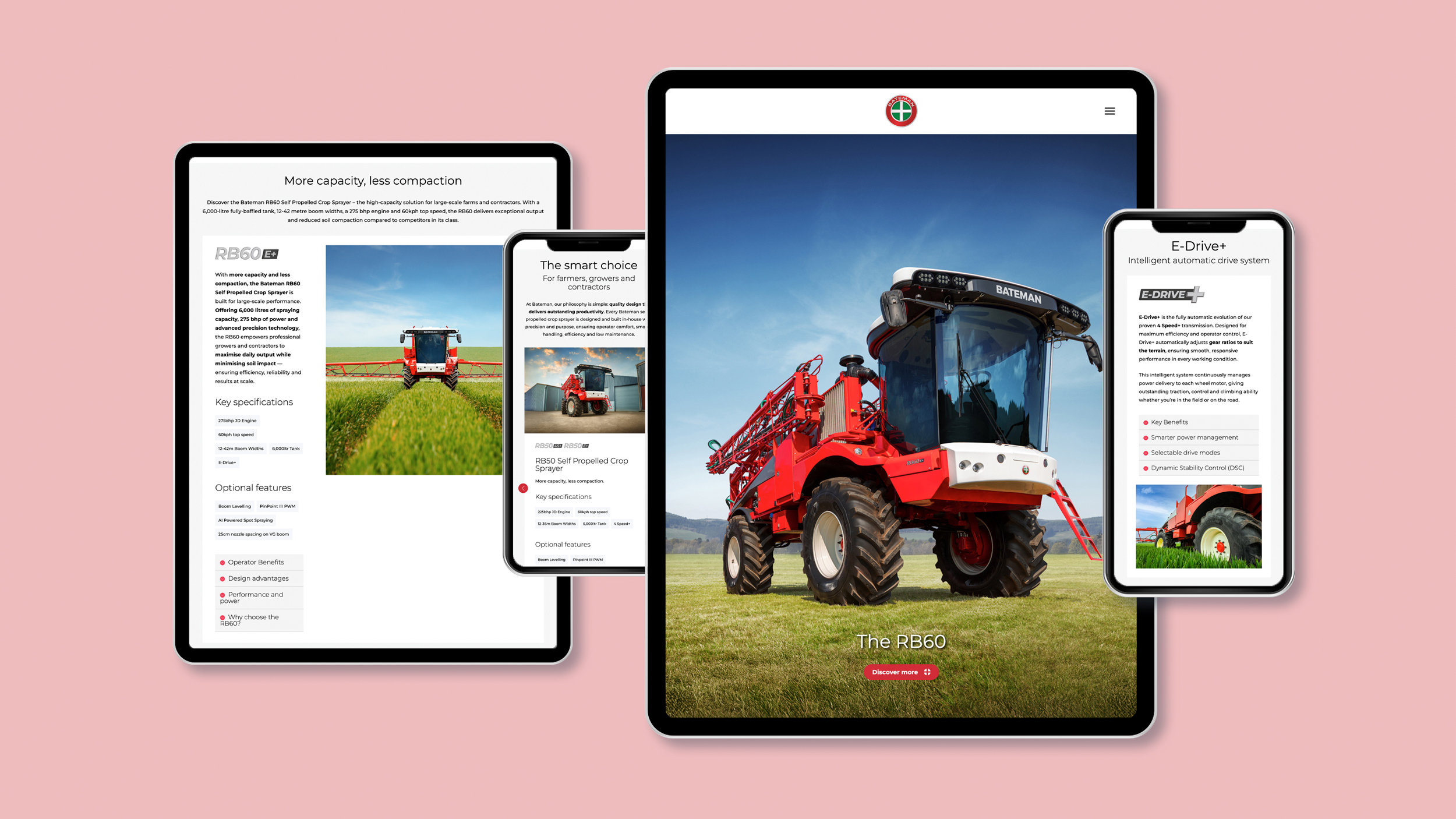 bateman sprayers website layouts